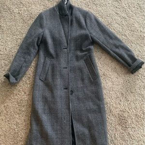Abercrombie & Fitch gray plaid wool dad coat